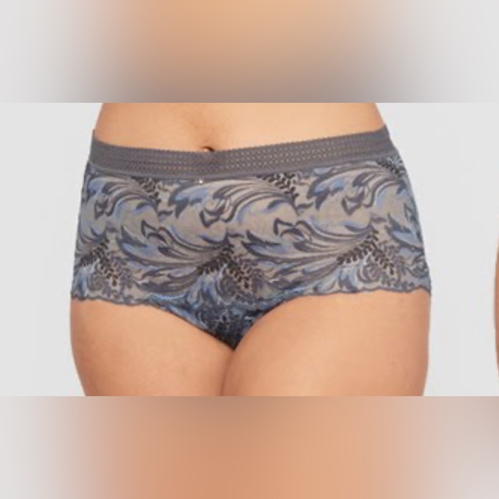 Montelle high waisted lace brief panty. French floral silk and smoke